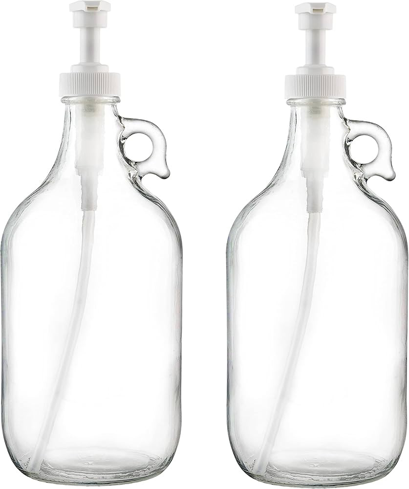 Half Gallon Glass Pump Dispenser Bottle, Large Jug with Pump for Laundry Soap Dispenser, Liquid D... | Amazon (US)