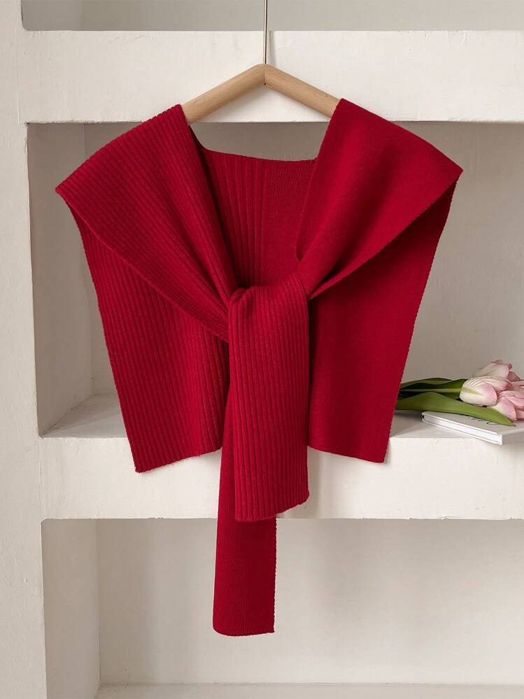 1pc/2pcs Minimalist High-Quality Solid Color Stripe Splicing Wool Knitted Shawl Collar Decor Women Cardigan Vest, Versatile For Air-Conditioned Room | SHEIN