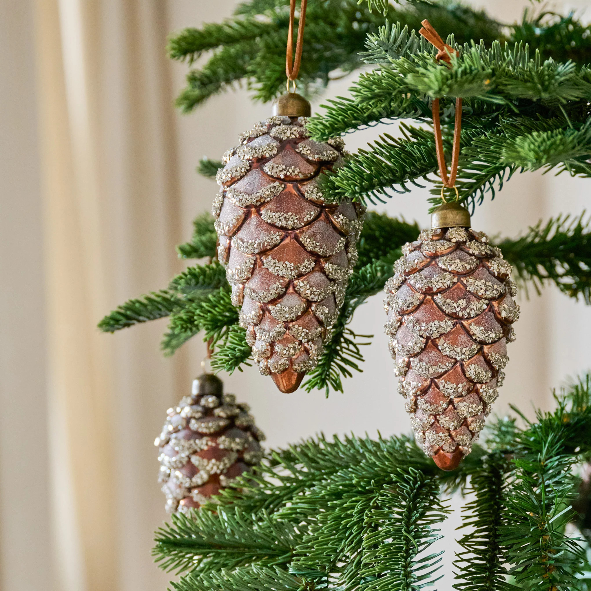 Glitter Pinecone Ornament, Set of 6 | Magnolia