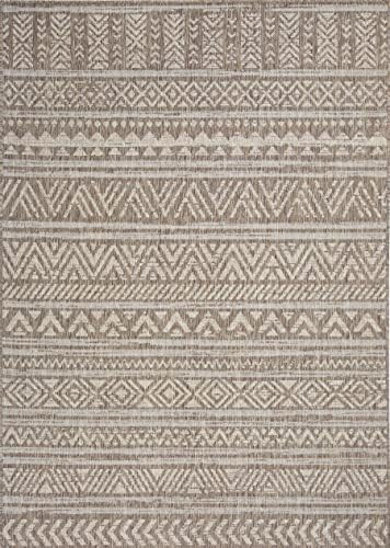 Indoor Outdoor Distressed Bohemian Area Rug (8'x10', Natural Neutral) | Amazon (US)