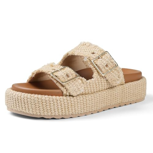 mikarka Raffia Platform Sandals for Women 2025: Resort Womens Sandals Comfortable - Summer Beach ... | Amazon (US)