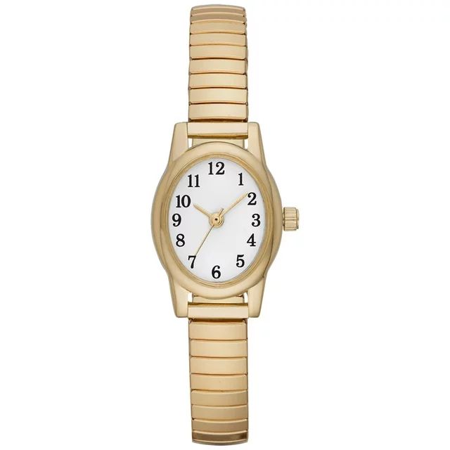 Time & Tru Women's Wristwatch: Gold Tone Oval Case, Easy Read Dial, Expansion Band (FMDOTT008) | Walmart (US)