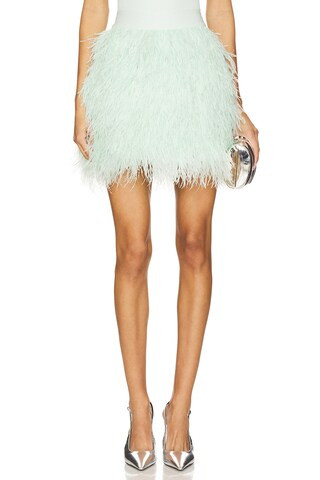 Cina Feather Skirt in Sea Spray | Revolve Clothing (Global)