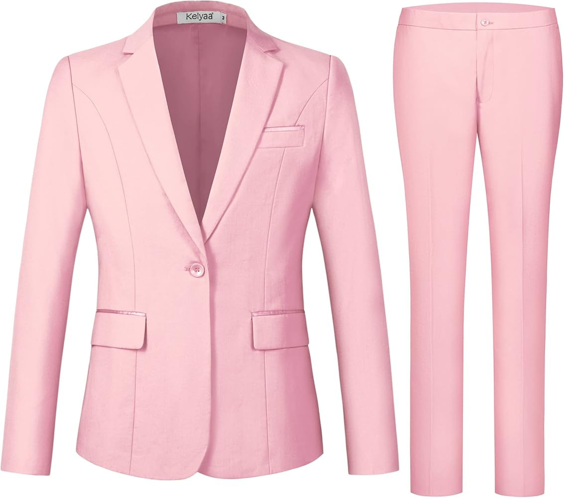 Women's 2 Piece Suit Notched Lapel One Button Slim Fit Business Office Work Tuxedo Blazer Pants S... | Amazon (US)