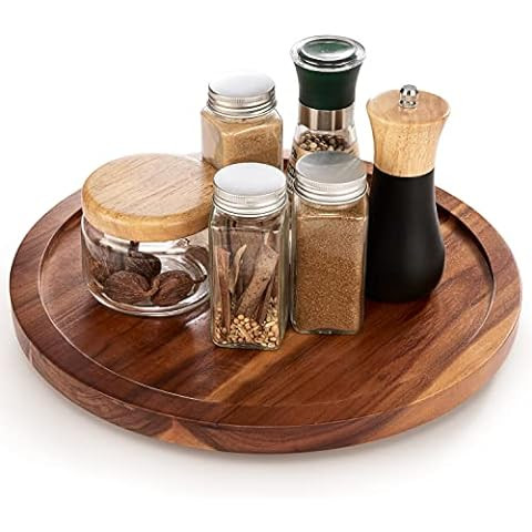 10" Acacia Wood Lazy Susan Organizer Kitchen Turntable for Cabinet Pantry Table Organization | Amazon (US)