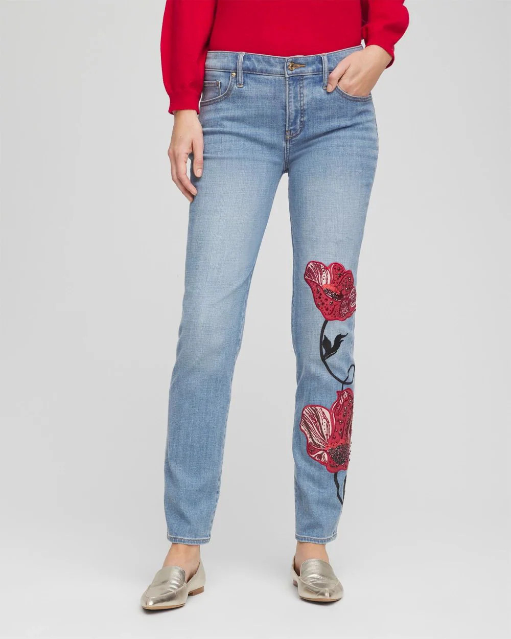 Placed Floral Girlfriend Slim Ankle Jeans | Chico's