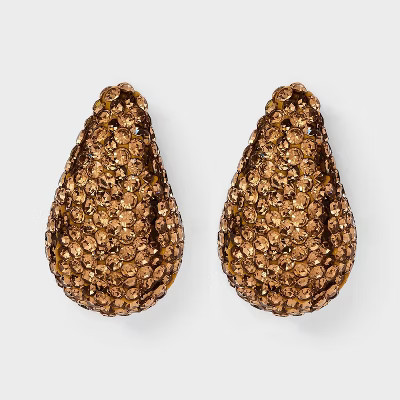 Rhinestone Embedded Teardrop Earrings - A New Day™ Topaz | Target