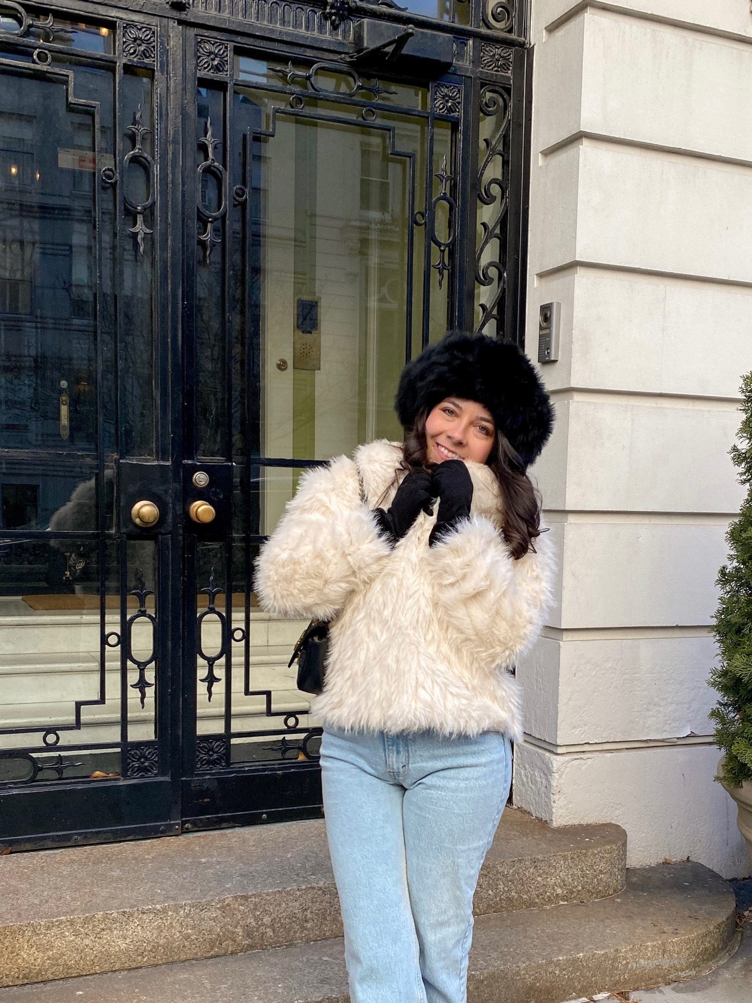 Cozy casual winter outfit! Faux fur jacket, faux fur hat

#LTKfindsunder100 #LTKsalealert #LTKSeasonal