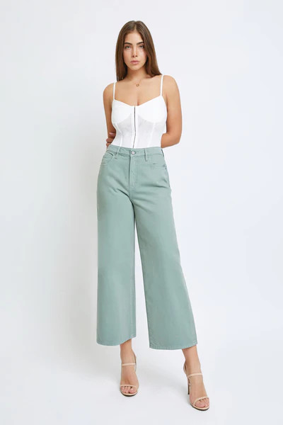 [NORI] SAGE WASH CLEAN CROPPED WIDELEG | Hidden Jeans