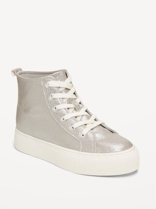 High-Top Platform Shiny Faux-Leather Sneakers for Girls | Old Navy (US)