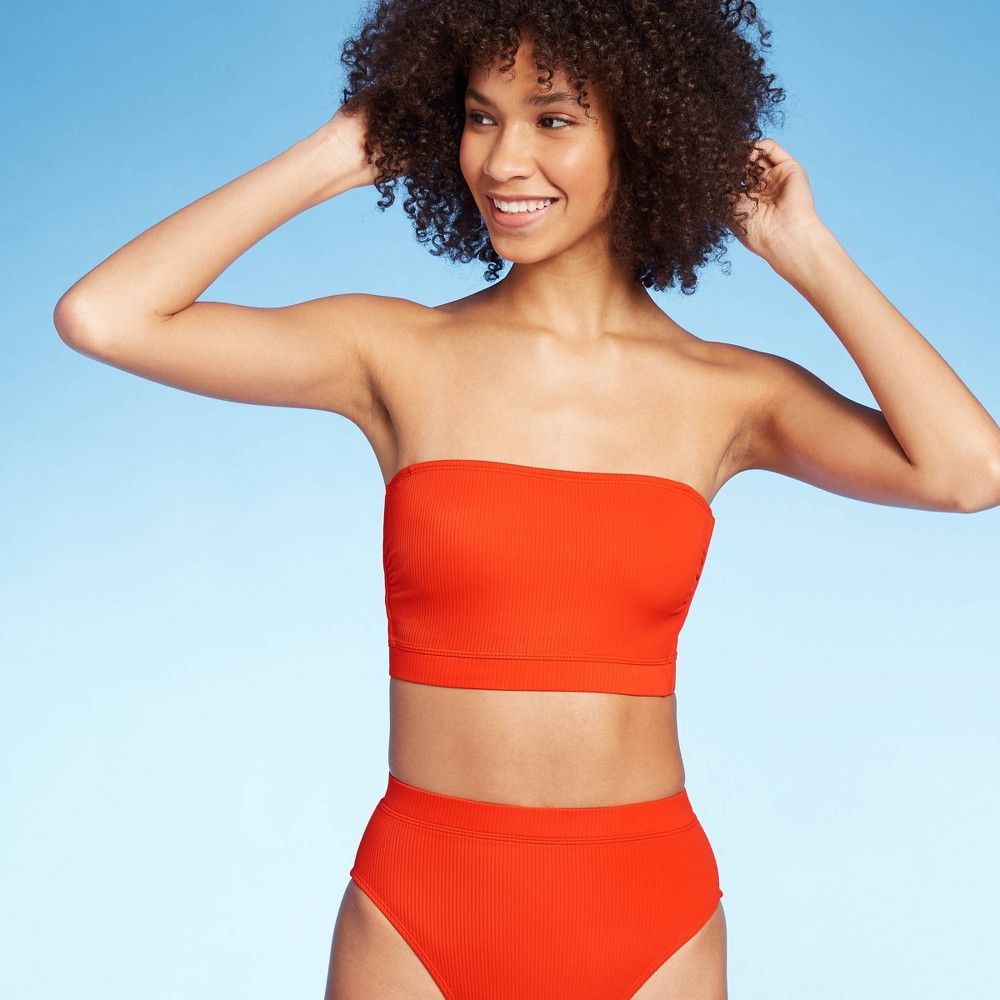 Women' Ribbed Tube Bandeau Bikini Top - Xhilaration™ | Target