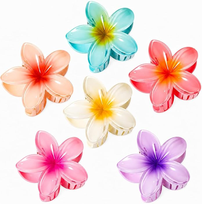 Vigorpace 6 Pcs Flower Hair Claw Clips for Women Girls, Hawaiian Hibiscus Hair Clips, Cute Summer... | Amazon (US)