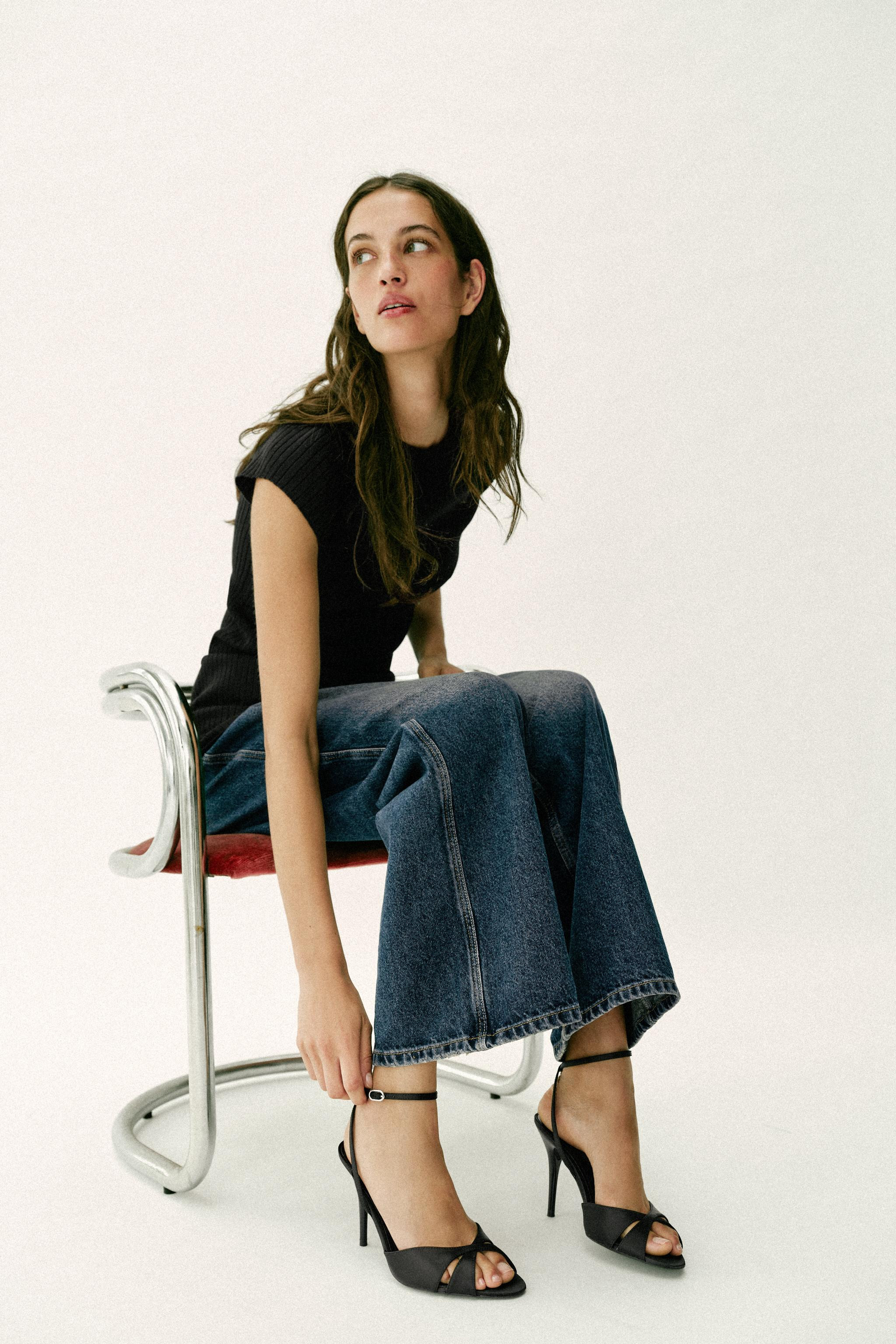 SATIN EFFECT HEELED SANDALS | Zara US