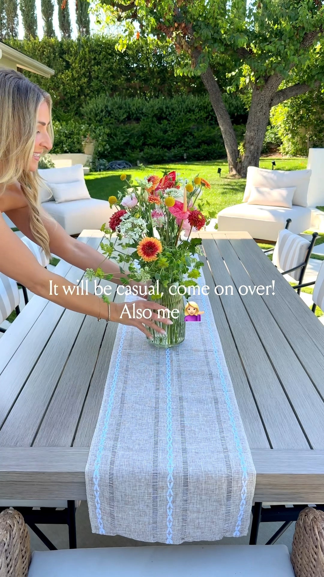 Summer outdoor entertaining inspo 💐🍊 Linking my outdoor dining table and chairs as well! All the tablescape pieces are from Amazon!

#LTKHome #LTKSeasonal #LTKSaleAlert