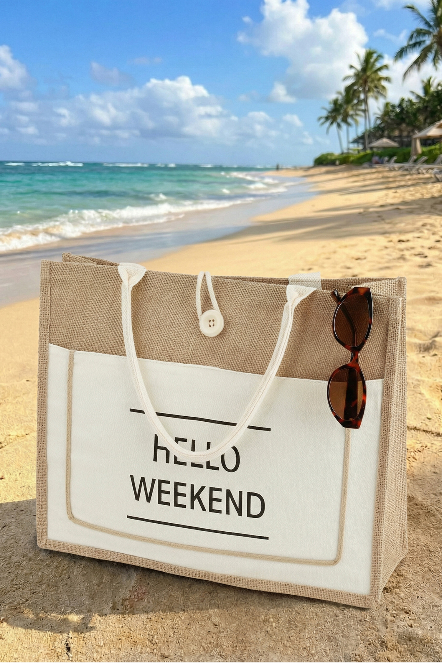 Hello Weekend Neutral Tote Bag | Cupshe US