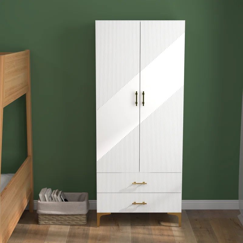 Rahmeir 2 Door 2 Drawers, White Armoires, Wardrobe Cabinet, Suitable for Wardrobes in Bedrooms, O... | Wayfair North America