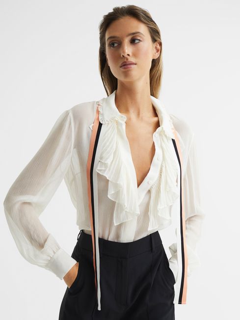 Ruffle Front Blouse | Reiss US