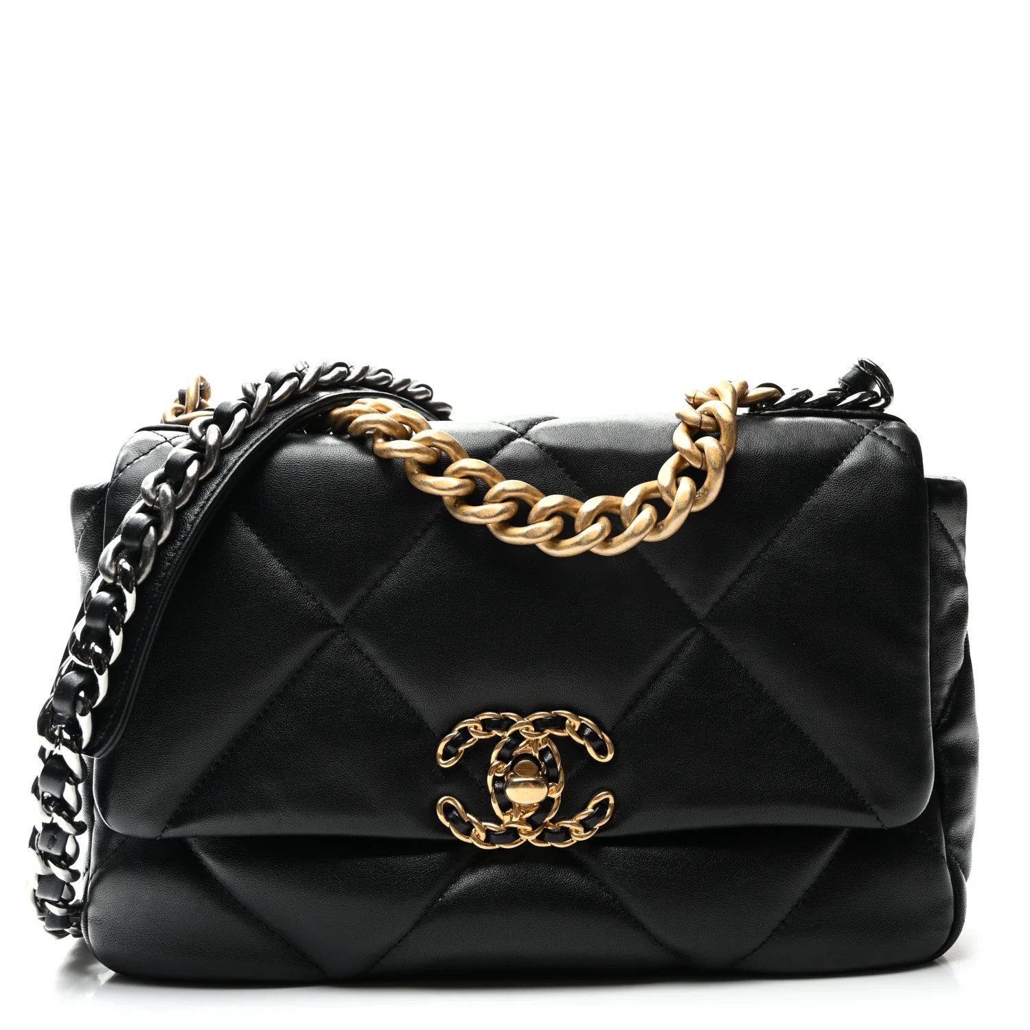 Chanel Goatskin Quilted Medium Chanel 19 Flap Black | FASHIONPHILE (US)