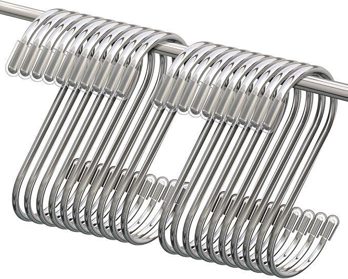 Myfolrena 20-Pack S Hooks for Hanging, 3.4 Inch Metal S Shaped Hook Heavy Duty Hanging Hooks for ... | Amazon (US)
