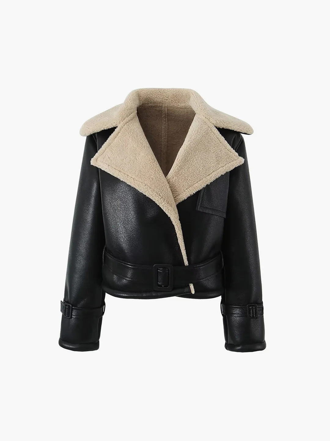Too Blessed Sherpa Lined Shearling Leather Flight Jacket | Commense