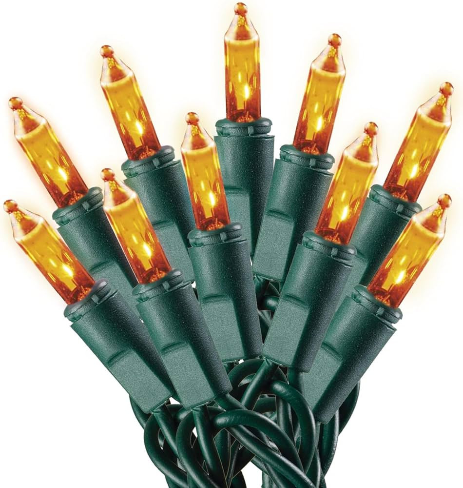Holiday Pride Yellow Gold Christmas Lights on Green Wire - 100 Count Gold Christmas Tree Lights (... | Amazon (US)