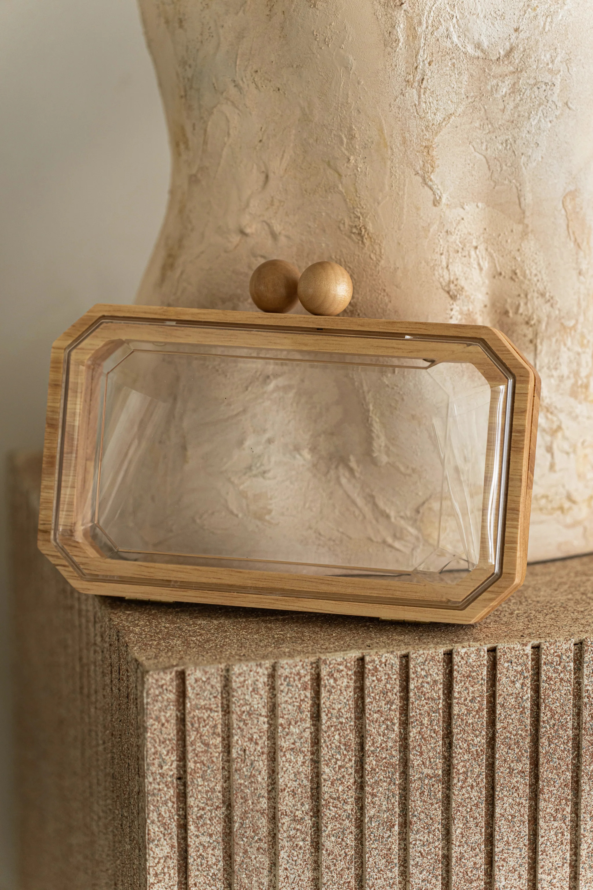 Clear The Falls Wooden Clutch | JLUXLABEL