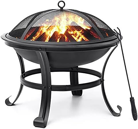 SINGLYFIRE 22 inch Fire Pit for Outside Outdoor Wood Burning Small Bonfire Pit Steel Firepit Bowl... | Amazon (US)