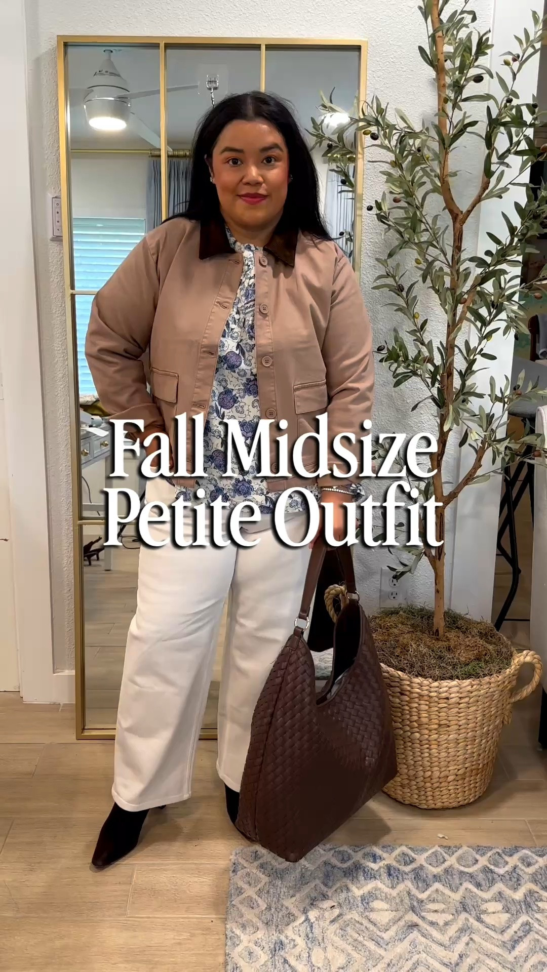 @Walmart  is crushing it this fall season with all of these fall looks! My chore jacket is lightweight and perfect to transition to fall alongside this lightweight top from their new brand Scenario. I’m wearing a Large in both! 

My cream denim jeans are from @Spanx  and I’m wearing an XL. They have a tummy control panel on them for extra support! 

My handbag feels so luxe and looks it too! It’s from Walmart too! 🫨🫨🫨 My boots are from @samedelman and are a repeat from last year! I love that they are offered in regular, wide, and extra wide calf. I have the wide calf.

#LTKOver40 #LTKMidsize #LTKPetite