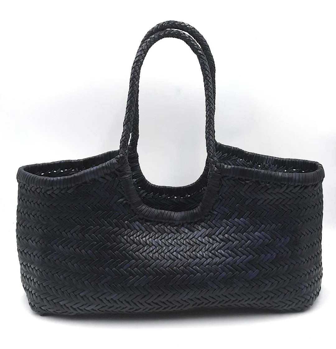 ALTICA Genuine Leather Hand Woven Triple Jump Bamboo Style Ladies HOBO Bag Black - Etsy UK | Etsy (US)