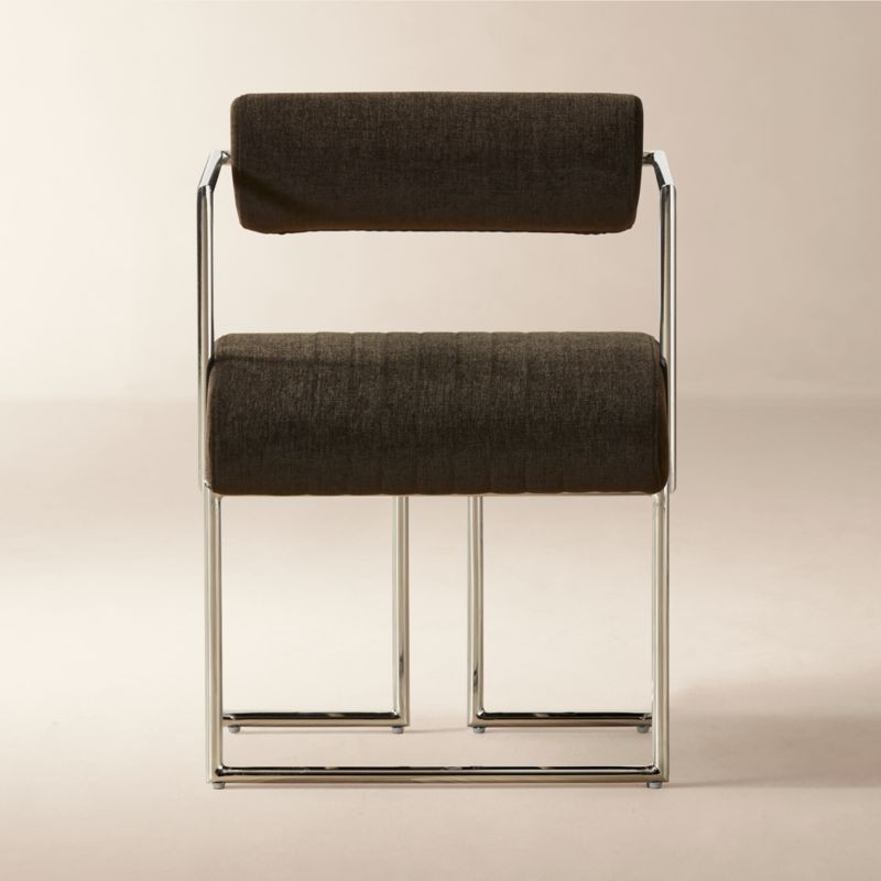 Barber Dark Brown Upholstered Dining Chair + Reviews | CB2 | CB2