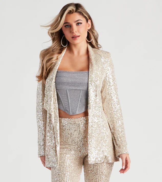 Showtime Chic Sequin Long Blazer | Windsor Stores