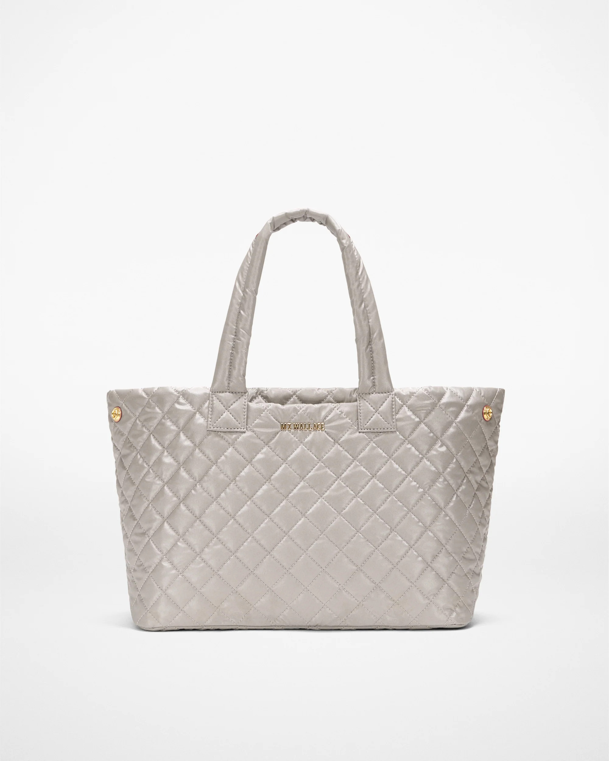 MZ Wallace Sable Pearl Gray Metallic Medium Metro City Tote Bag - Luxury Tote Handbags | MZ Walla... | MZ Wallace