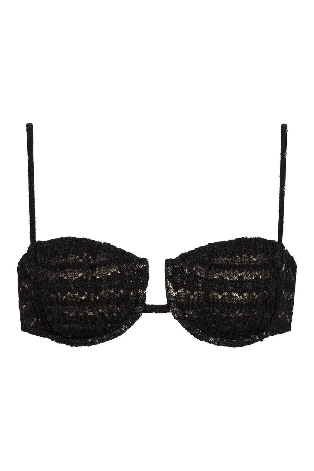 Black Daisy Lace Petal Bikini Top | Montce