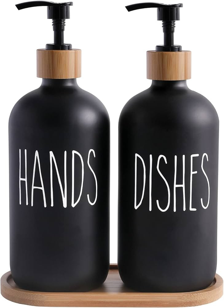 MOMEEMO Matte Black Glass Soap Dispenser Set - Hand and Dish Soap Dispensers Suitable for Rustic ... | Amazon (CA)