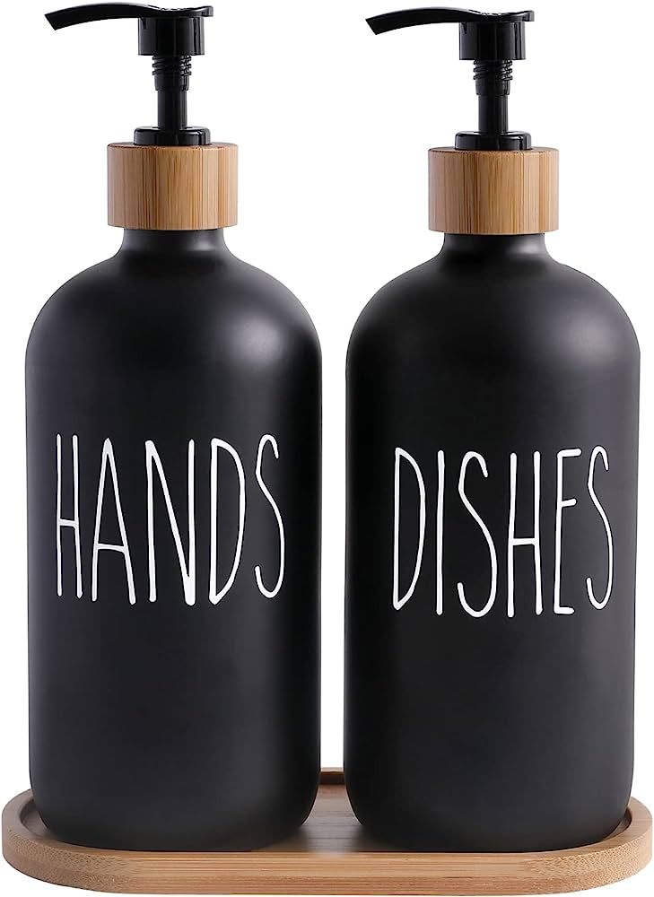 MOMEEMO Glass Soap Dispenser Set, Contains Glass Hand Soap Dispenser and Glass Dish Soap Dispense... | Amazon (US)