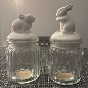 Easter Glass Bunny Jars With Lid Set Brand New. Please see pictures. | Poshmark