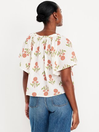 Flutter-Sleeve Tassel-Tie Top | Old Navy (US)