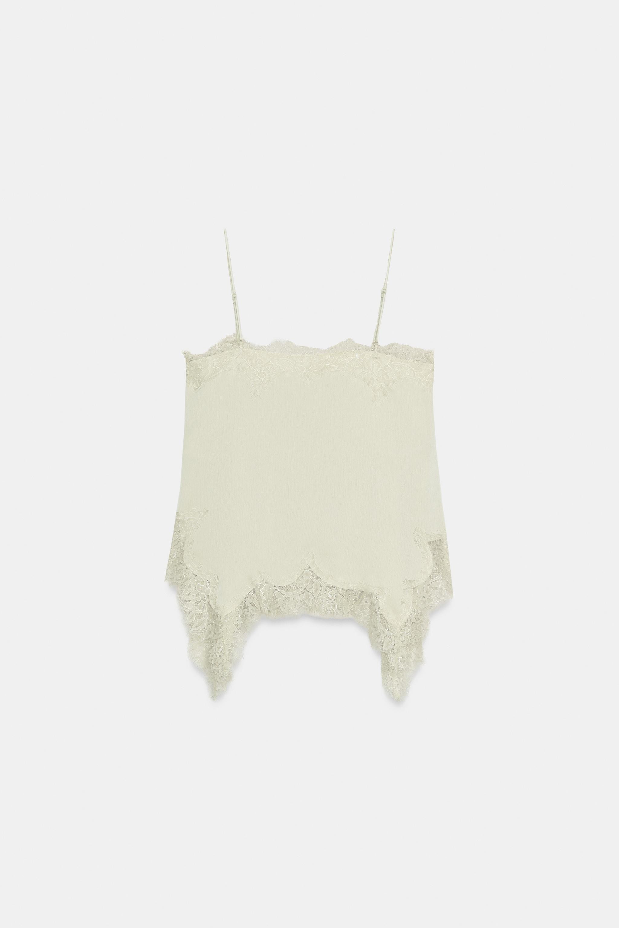 ZW COLLECTION LACE-TRIMMED CAMISOLE TOP | Zara UK