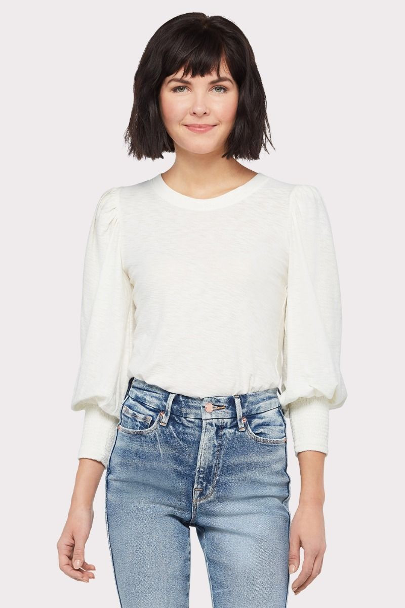 Loren Smocked Peasant Tee | Evereve