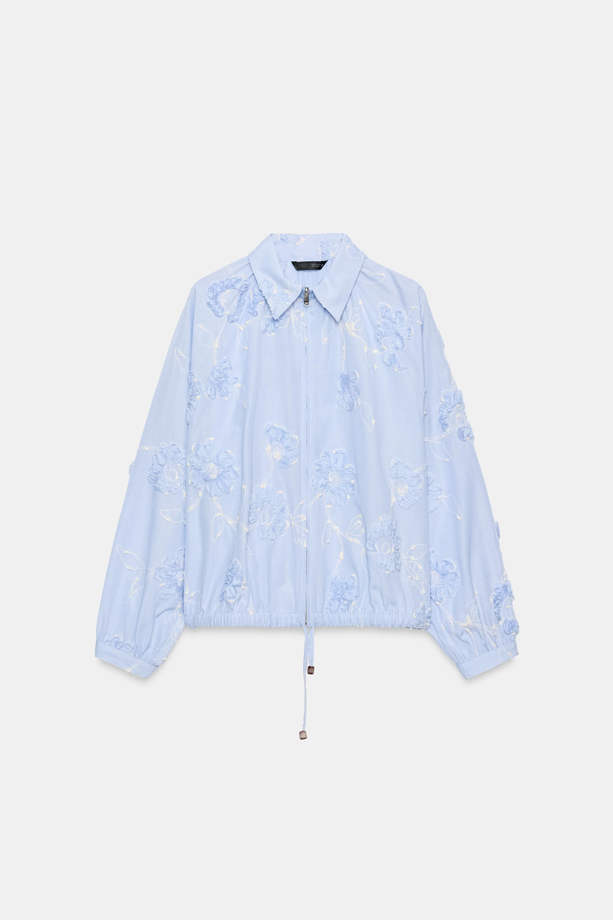 FLORAL TEXTURED EMBROIDERED SHIRT | Zara US