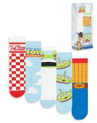 Disney Toy Story Unisex Calf Socks Set of 5 | Multicoloured Pizza Planet & Character Prints | Everyday Wear | Amazon (US)