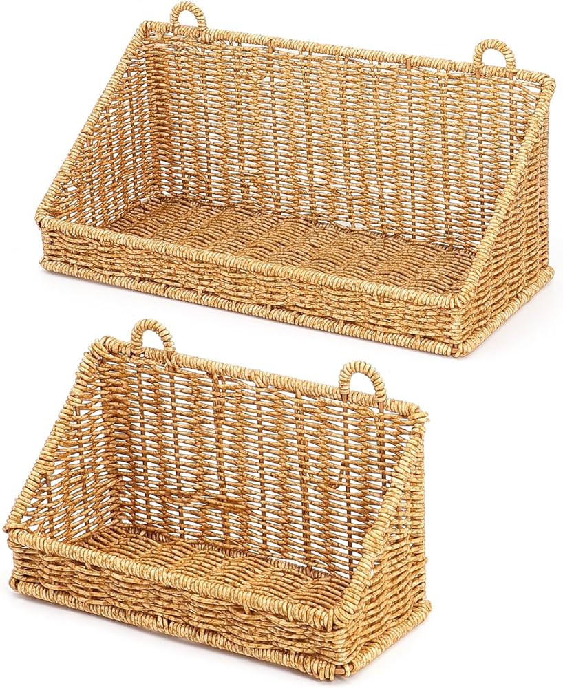 AceList Wall Hanging Baskets, Boho Style Hand-Woven Wall Baskets for Storage, Hanging Baskets for... | Amazon (US)