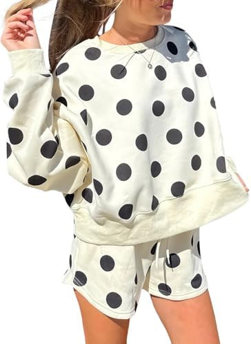 KevaMolly Women Polka Dot Drop Shoulder 2 Piece Lounge Set | Amazon (US)