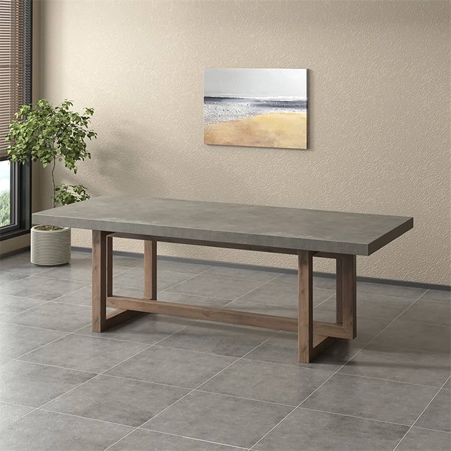 RAGGZZ Dining Table Concrete Grey Dining Table for 6 Rectangle Wooden Tabletop | Amazon (US)
