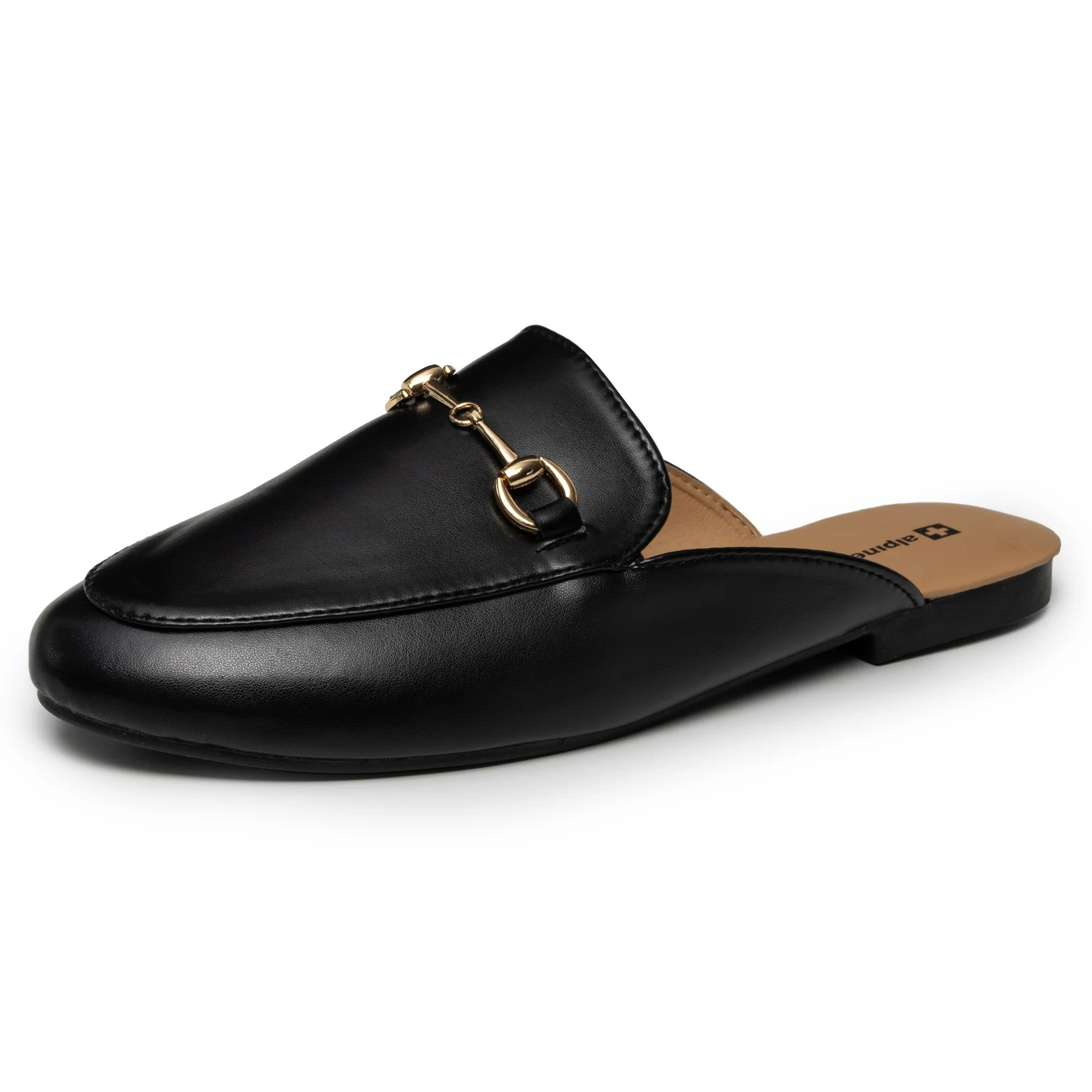 Alpine Swiss Erin Womens Flat Mules Loafers Round Toe Blackless Slide on Shoes | Walmart (US)