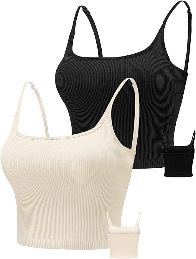 KIKIWING Women's Seamless Sports Bra Workout Crop Top Tank Tops for Women Long Lined Sports Bra R... | Amazon (US)