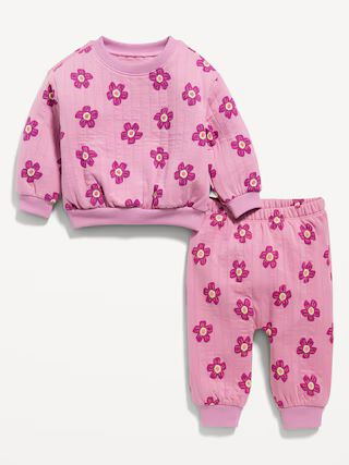 Unisex Printed Quilted Crew-Neck Sweatshirt &amp; Jogger Pants Set for Baby | Old Navy (US)
