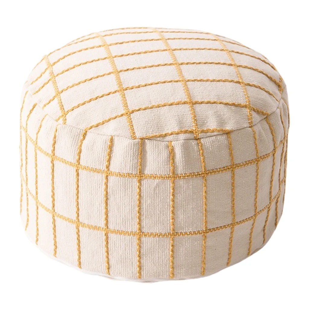 Plush Round Storage Solution Handmade Woven Cushion Seat Footstool beige | Walmart (US)