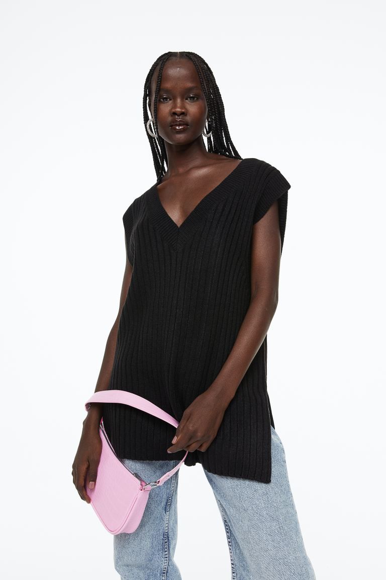 Oversized Rib-knit Sweater Vest | H&M (US + CA)