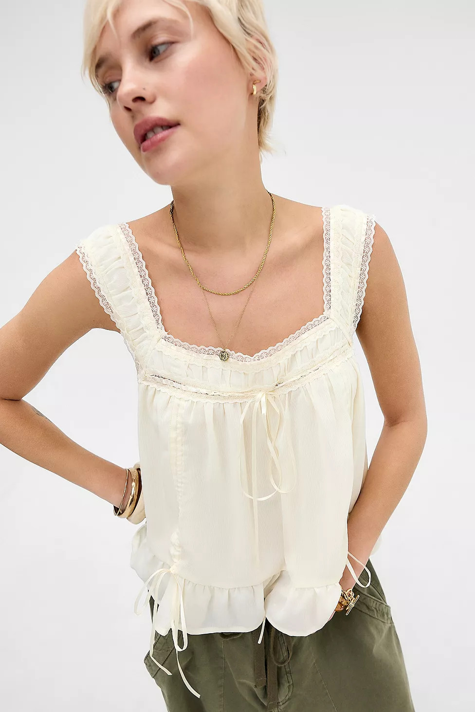 Kiss The Sky Angelina Frilled Babydoll Top | Urban Outfitters UK